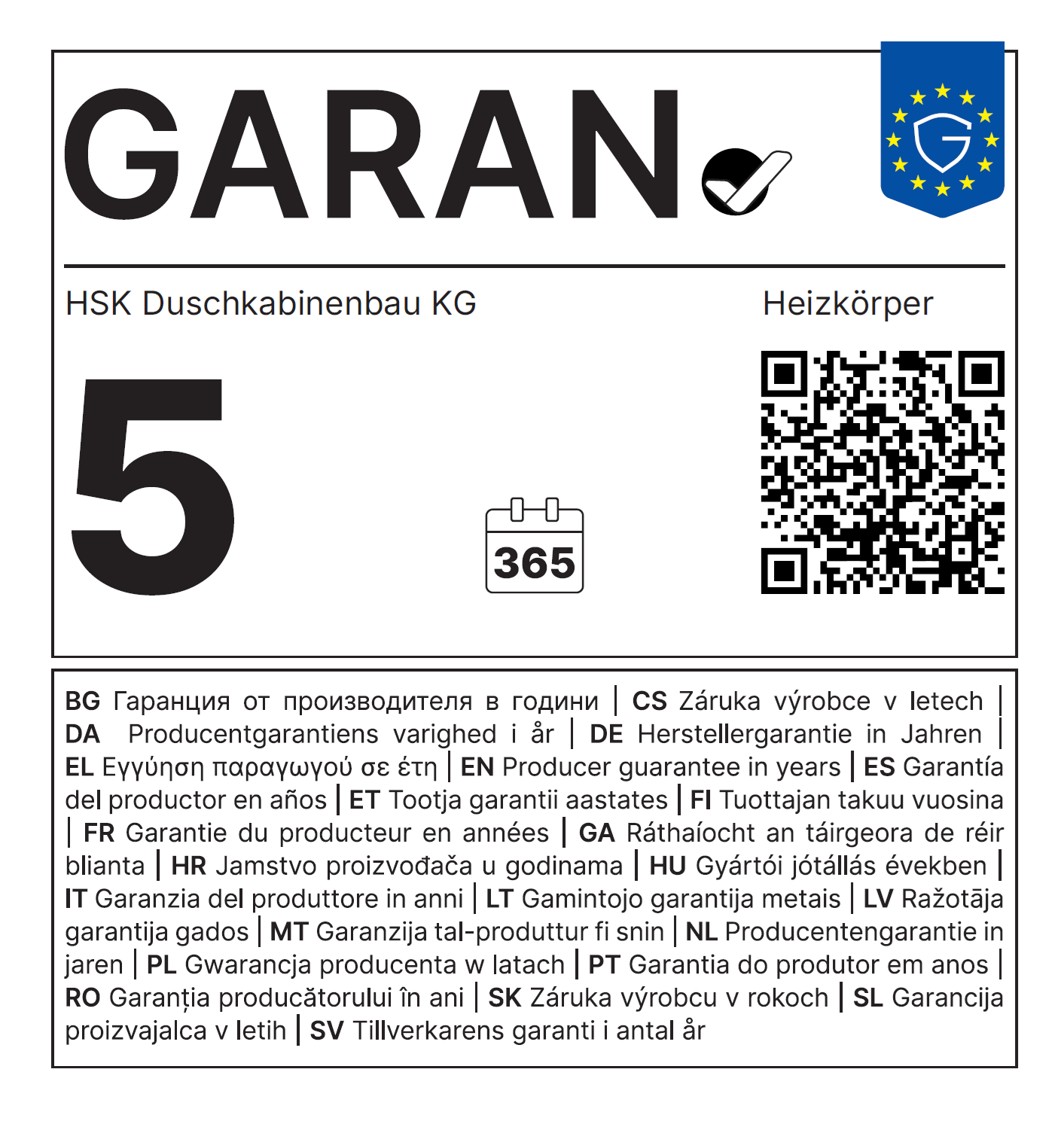 Garantie – HSK Line Two Badheizkörper, Handtuchtrockner, gerade, 2 Größen, viele Farben